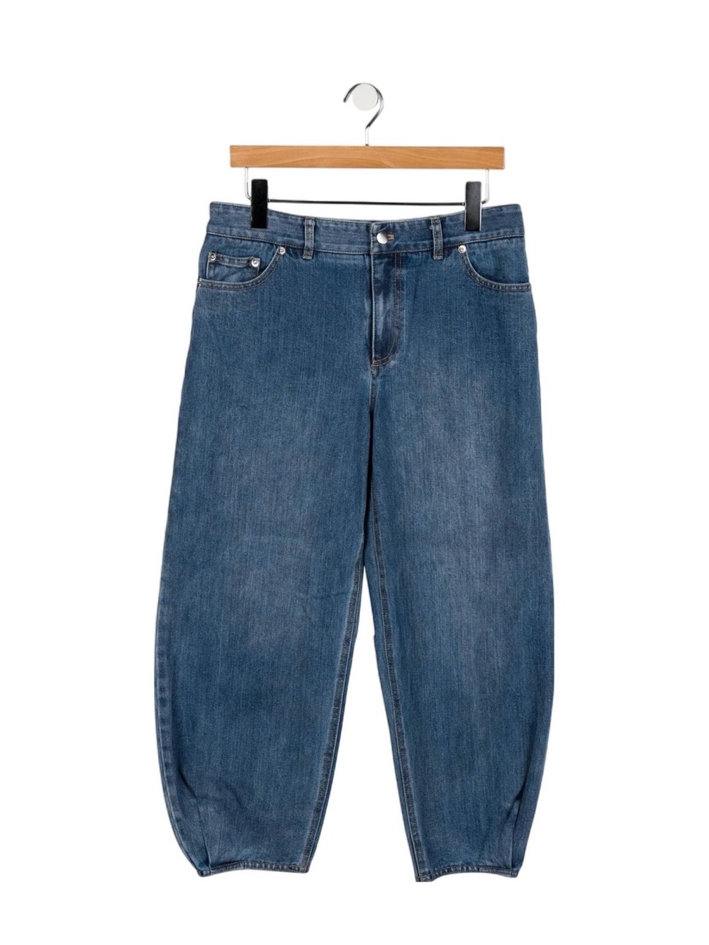 Tibi Blue High-Rise Cropped Ankle Jeans